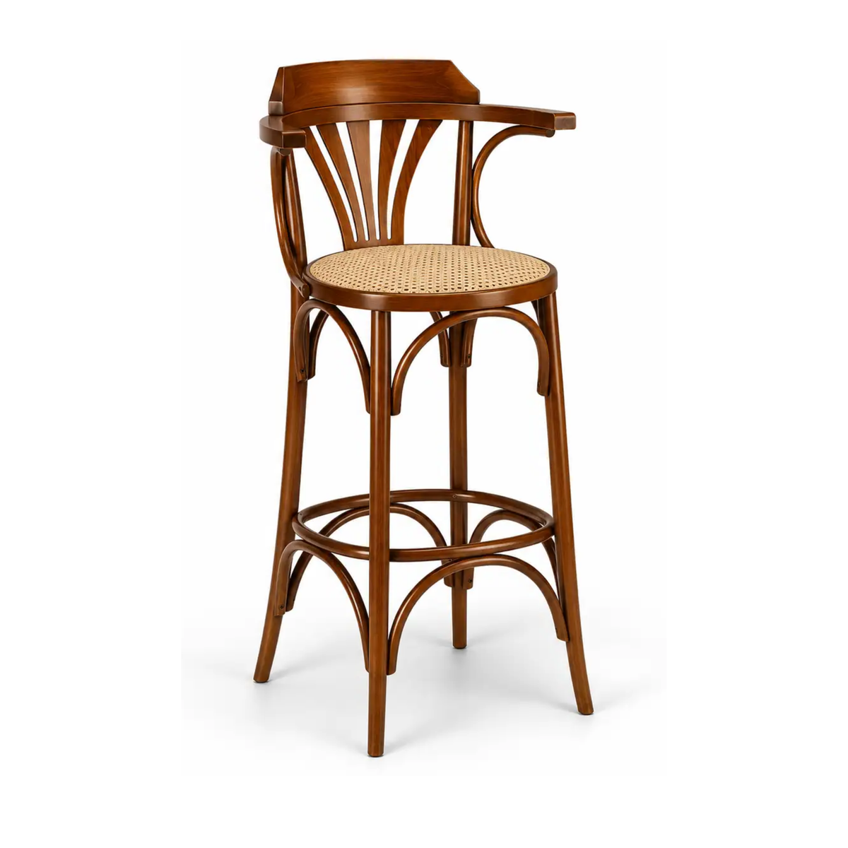 377 - Sgabello in legno sedile paglia Don Tavoli Srl