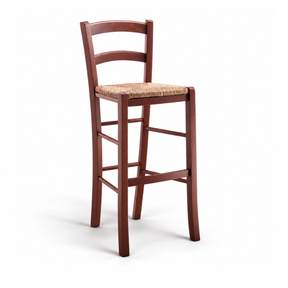 375 - Sgabello in legno sedile paglia Don Tavoli Srl