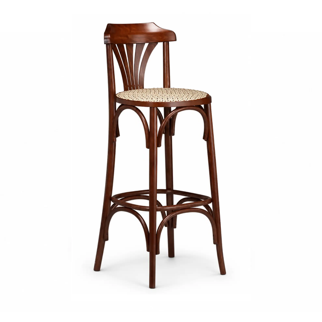 376 - Sgabello in legno sedile paglia Don Tavoli Srl