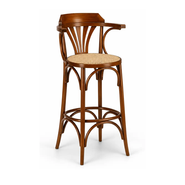 377 - Sgabello in legno sedile paglia Don Tavoli Srl