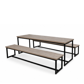 T15 - Set tavolo con panche in ferro e melaminico Don Tavoli Srl
